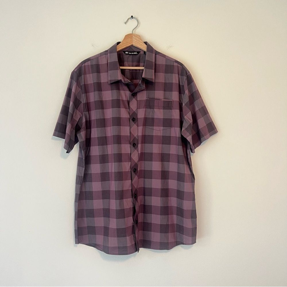 Travis‎ Mathew Mens Short Sleeve Button Up Shirt Purple Check Print Size XL - Picture 4 of 8